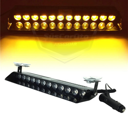 S12 Lámpara de emergencia para ambulancia y bomberos con ventosa interior de cristal, 12 LEDs, 12 modos diferentes, color ámbar, con conexión para encendedor de coche.