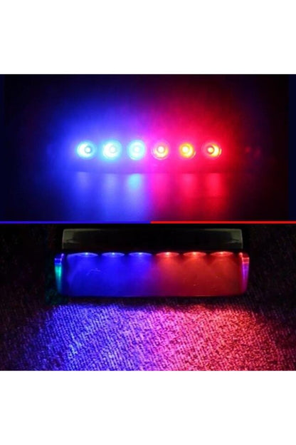 Baliza de Policía de 6 LED Rojo y Azul para Interior de Coche con Ventosa S6, 12 Modos, Conexión para Encendedor