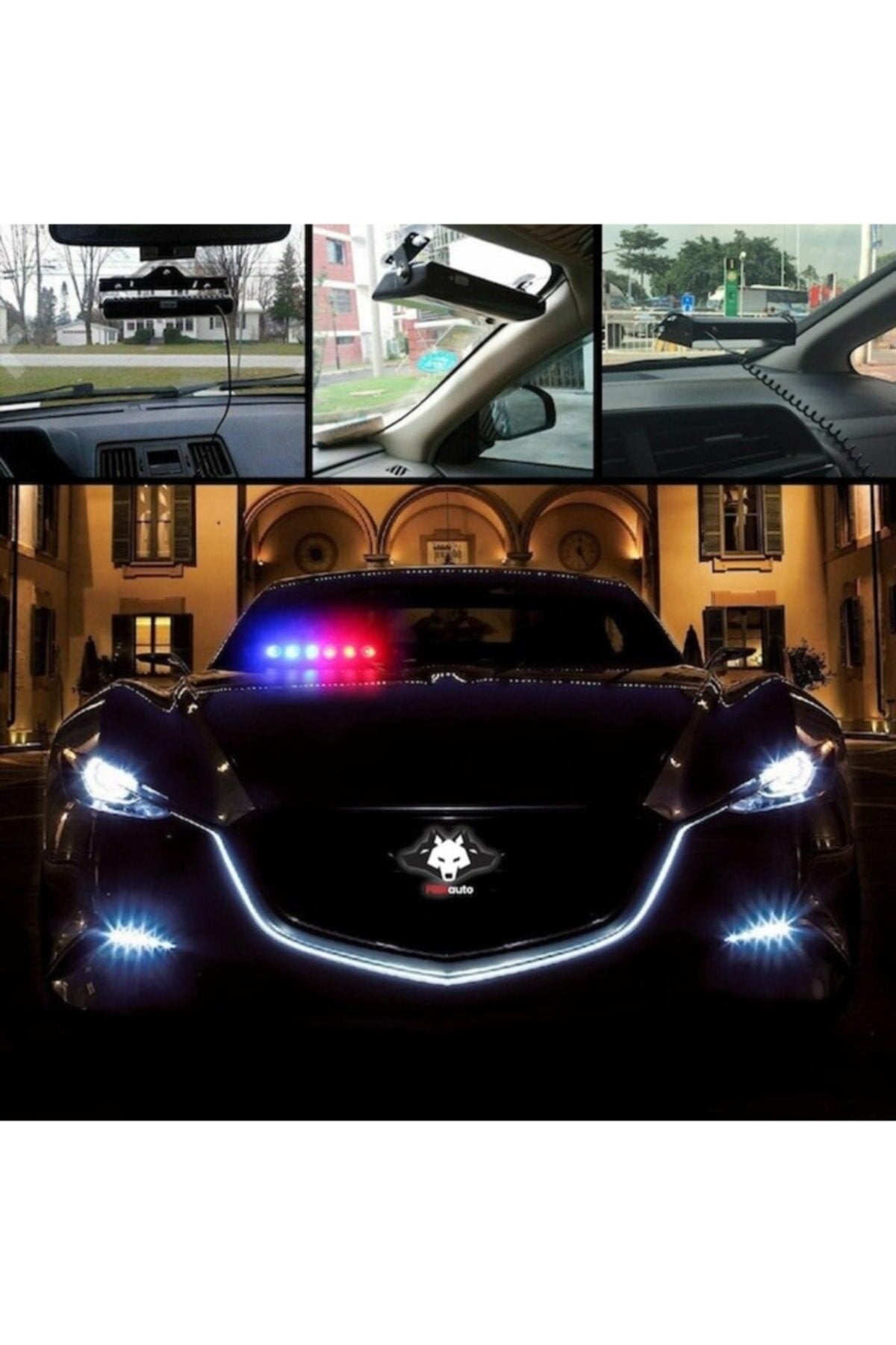 Baliza de Policía de 6 LED Rojo y Azul para Interior de Coche con Ventosa S6, 12 Modos, Conexión para Encendedor