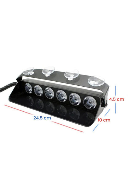 Baliza de Policía de 6 LED Rojo y Azul para Interior de Coche con Ventosa S6, 12 Modos, Conexión para Encendedor
