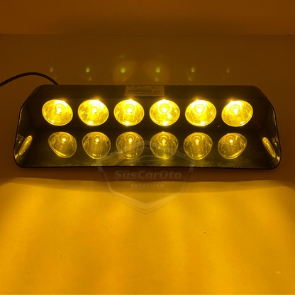 S6 Lámpara de advertencia de baliza de ambulancia y camión de bomberos con ventosa dentro del cristal, 6 leds, 12 modos diferentes, amarilla, con enchufe para encendedor de cigarrillos