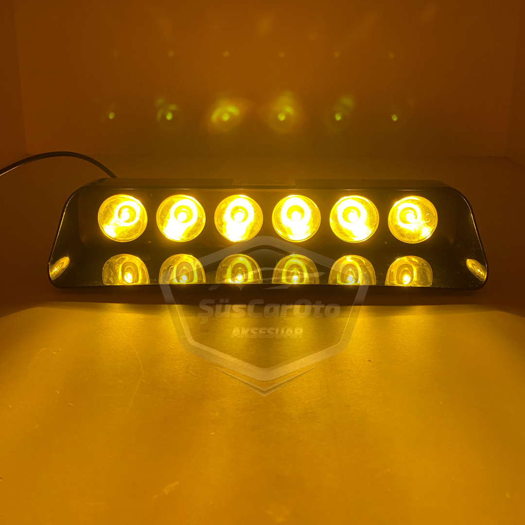 S6 Lámpara de advertencia de baliza de ambulancia y camión de bomberos con ventosa dentro del cristal, 6 leds, 12 modos diferentes, amarilla, con enchufe para encendedor de cigarrillos