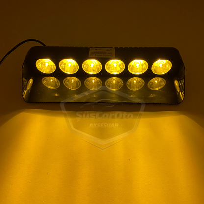 S6 Lámpara de advertencia de baliza de ambulancia y camión de bomberos con ventosa dentro del cristal, 6 leds, 12 modos diferentes, amarilla, con enchufe para encendedor de cigarrillos
