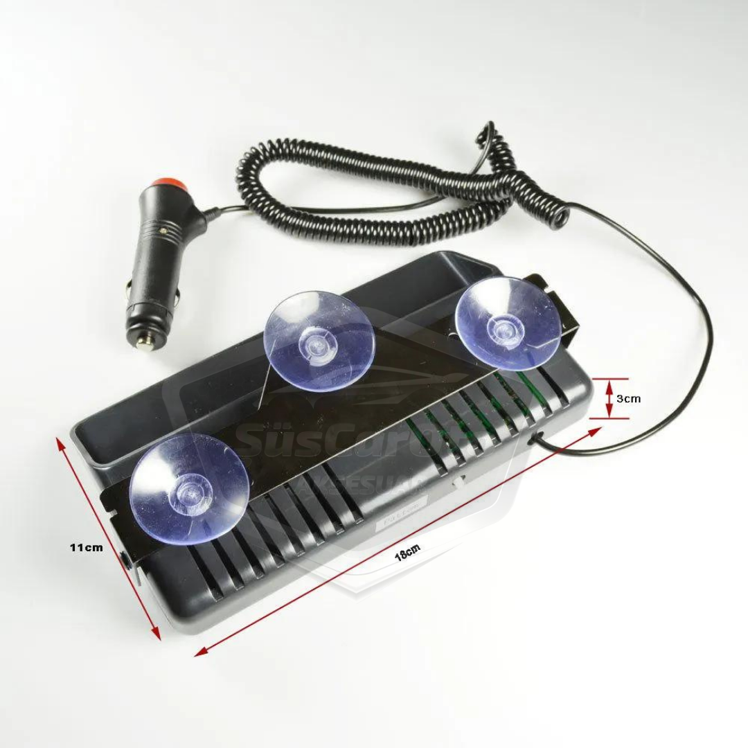 S6 Lámpara Estroboscópica de Ambulancia y Bomberos con Ventosa Interior, 6 Luces LED, 12 Modos Diferentes, Blanco y Amarillo, con Enchufe para Encendedor de Cigarrillos