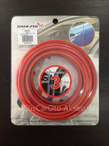 Protector de puerta de coche SAMURAI, moldura anticolisión y antiarañazos, rojo