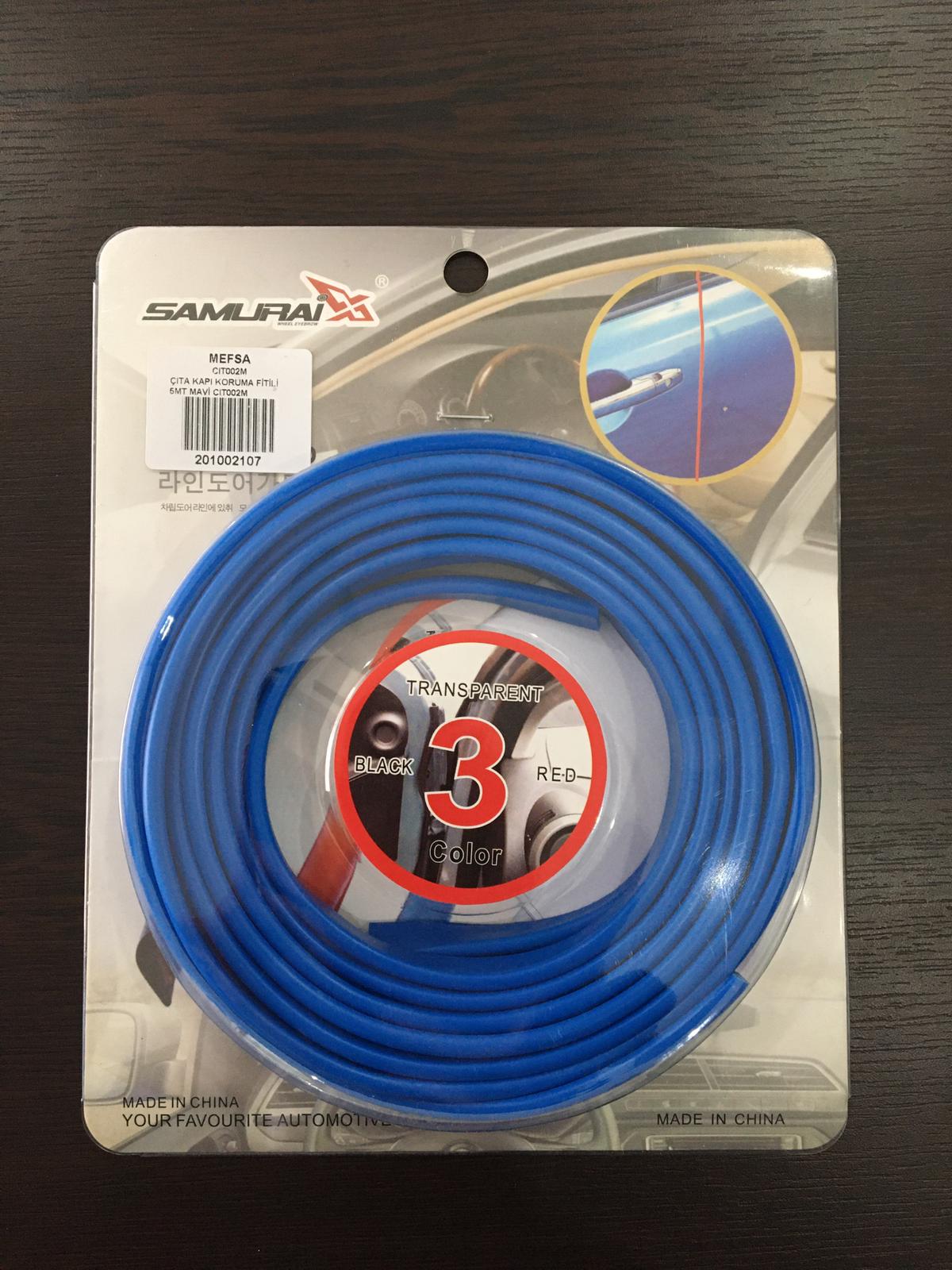 Protector de puerta de coche SAMURAI, tira antichoques y arañazos, azul