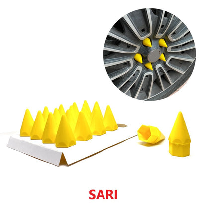Tapas de Tuerca de Bala Puntiagudas con Herramienta de Desmontaje, Juego de 20 Piezas, 17 mm-19 mm, AMARILLO