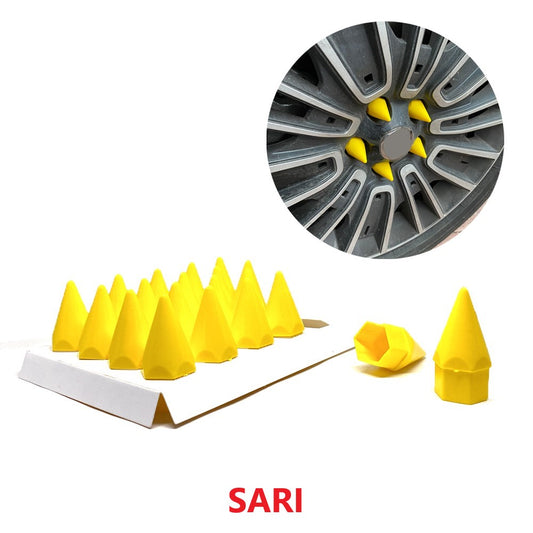 Tapas de Tuerca de Bala Puntiagudas con Herramienta de Desmontaje, Juego de 20 Piezas, 17 mm-19 mm, AMARILLO