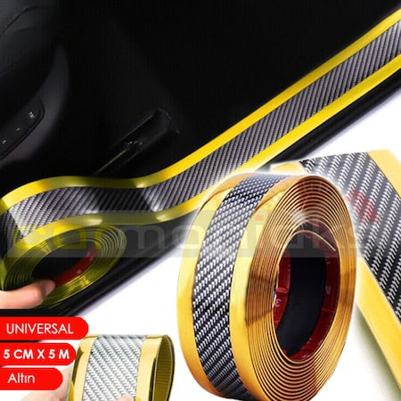 5D Paragolpes Protector Umbral Puerta Maletero Tira Cinta Umbral Amarillo Carbono 5m