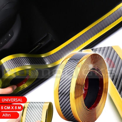 5D Paragolpes Protector Umbral Puerta Maletero Tira Cinta Umbral Amarillo Carbono 5m
