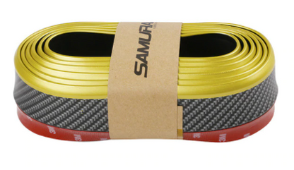 SAMURAI Protector de labio delantero flexible y suave de 2,5 m con cinta 3M (carbono amarillo)