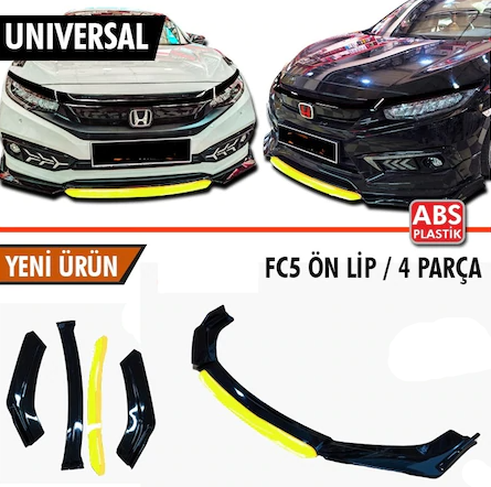 Universal Flexible 4 Piezas con Lengüeta Amarilla, Lip Negro Brillante, Aleta y Alas de Plástico ABS