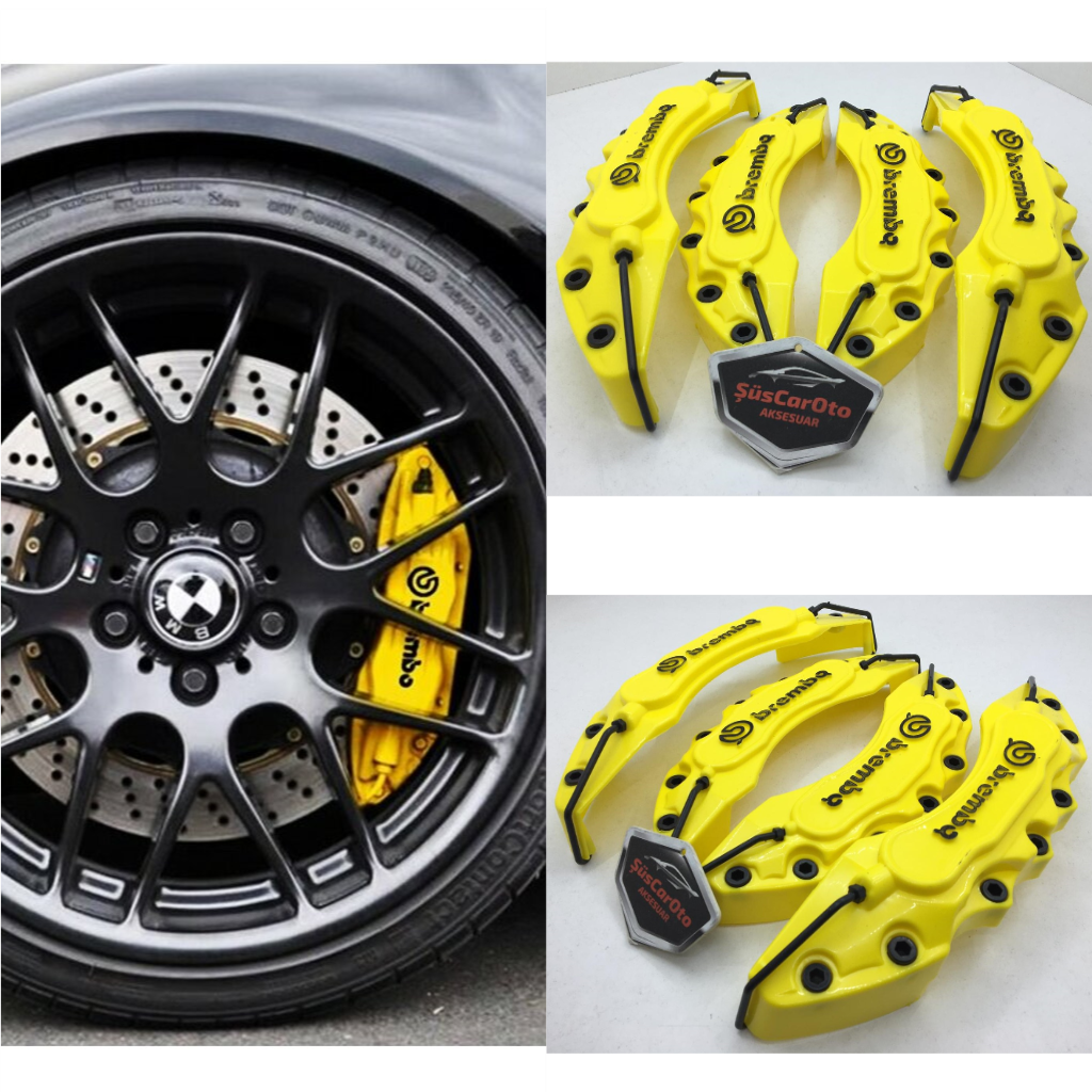 Brembo - Juego de 4 cubiertas universales para pinzas de freno, 17" y más, color amarillo