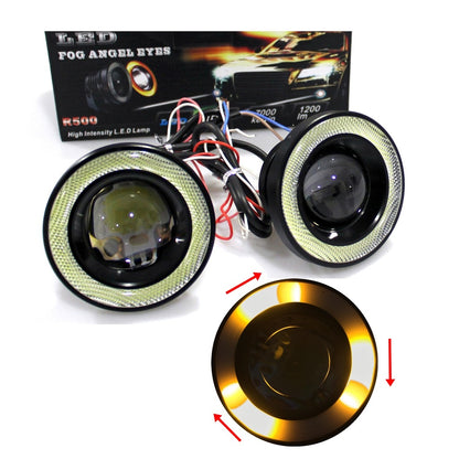 Faro antiniebla universal angel eyes metálico impermeable 89 mm con ojo de ángel amarillo