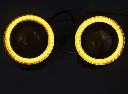 Faro antiniebla universal angel eyes metálico impermeable 89 mm con ojo de ángel amarillo