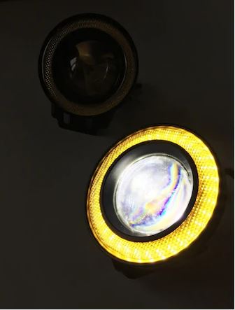 Faro antiniebla universal angel eyes metálico impermeable 89 mm con ojo de ángel amarillo