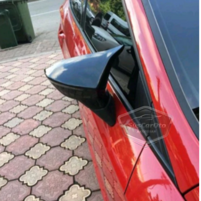 Tapa de espejo retrovisor tipo Batman para Seat Ibiza MK5 2017 en adelante, en negro piano, plástico ABS