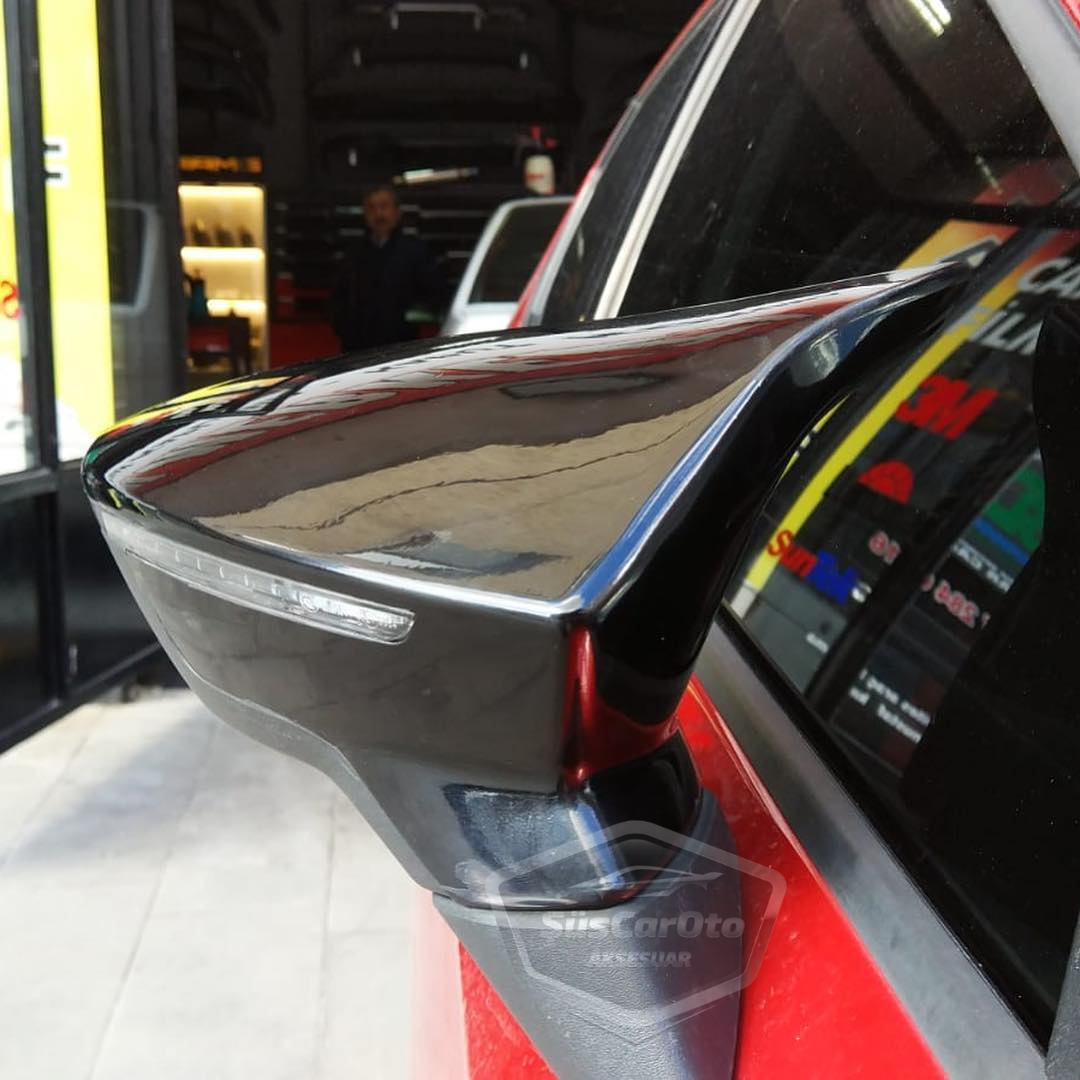 Tapa de espejo retrovisor tipo Batman para Seat Ibiza MK5 2017 en adelante, en negro piano, plástico ABS