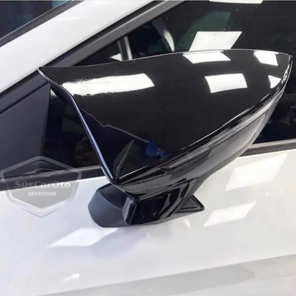 Tapa de espejo retrovisor tipo Batman para Seat Ibiza MK5 2017 en adelante, en negro piano, plástico ABS