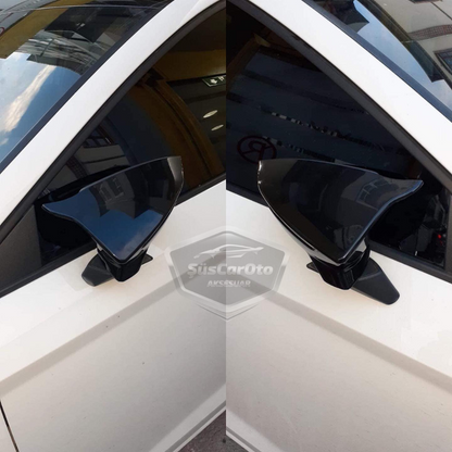 Tapa de espejo retrovisor tipo Batman para Seat Ibiza MK5 2017 en adelante, en negro piano, plástico ABS