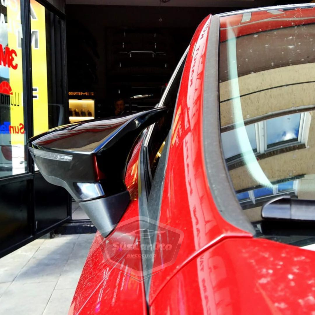 Tapa de espejo retrovisor tipo Batman para Seat Ibiza MK5 2017 en adelante, en negro piano, plástico ABS