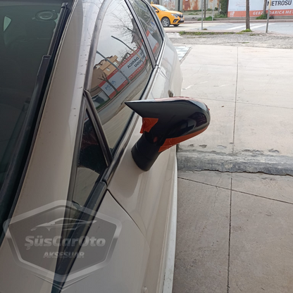Cubierta de espejo retrovisor Batman Murciélago Piano Black Plástico ABS Compatible con Seat León Mk2 2005-2008 Carrocería Pre-Restyling