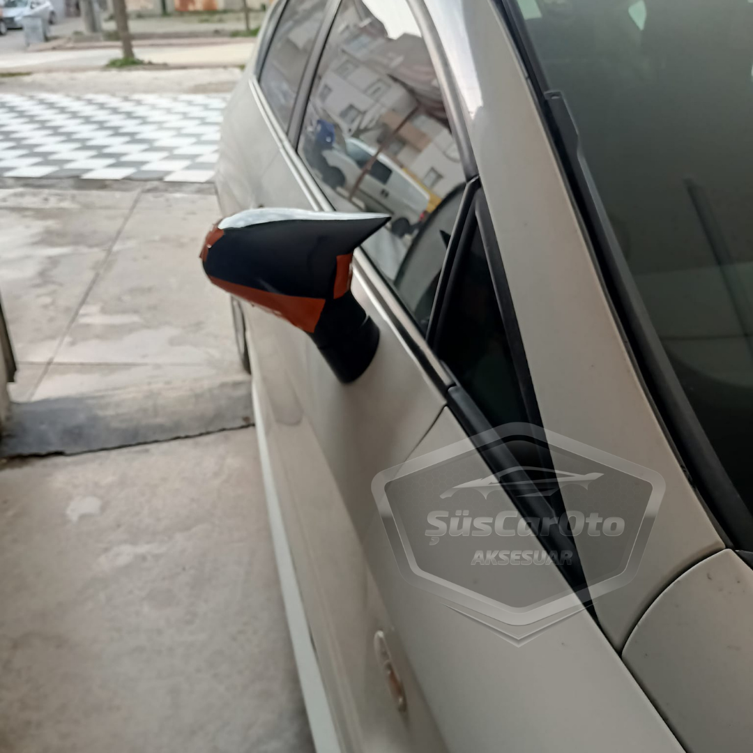 Cubierta de espejo retrovisor Batman Murciélago Piano Black Plástico ABS Compatible con Seat León Mk2 2005-2008 Carrocería Pre-Restyling