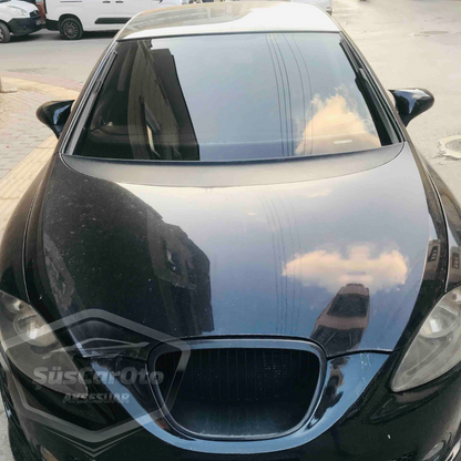 Cubierta de espejo retrovisor Batman Murciélago Piano Black Plástico ABS Compatible con Seat León Mk2 2005-2008 Carrocería Pre-Restyling