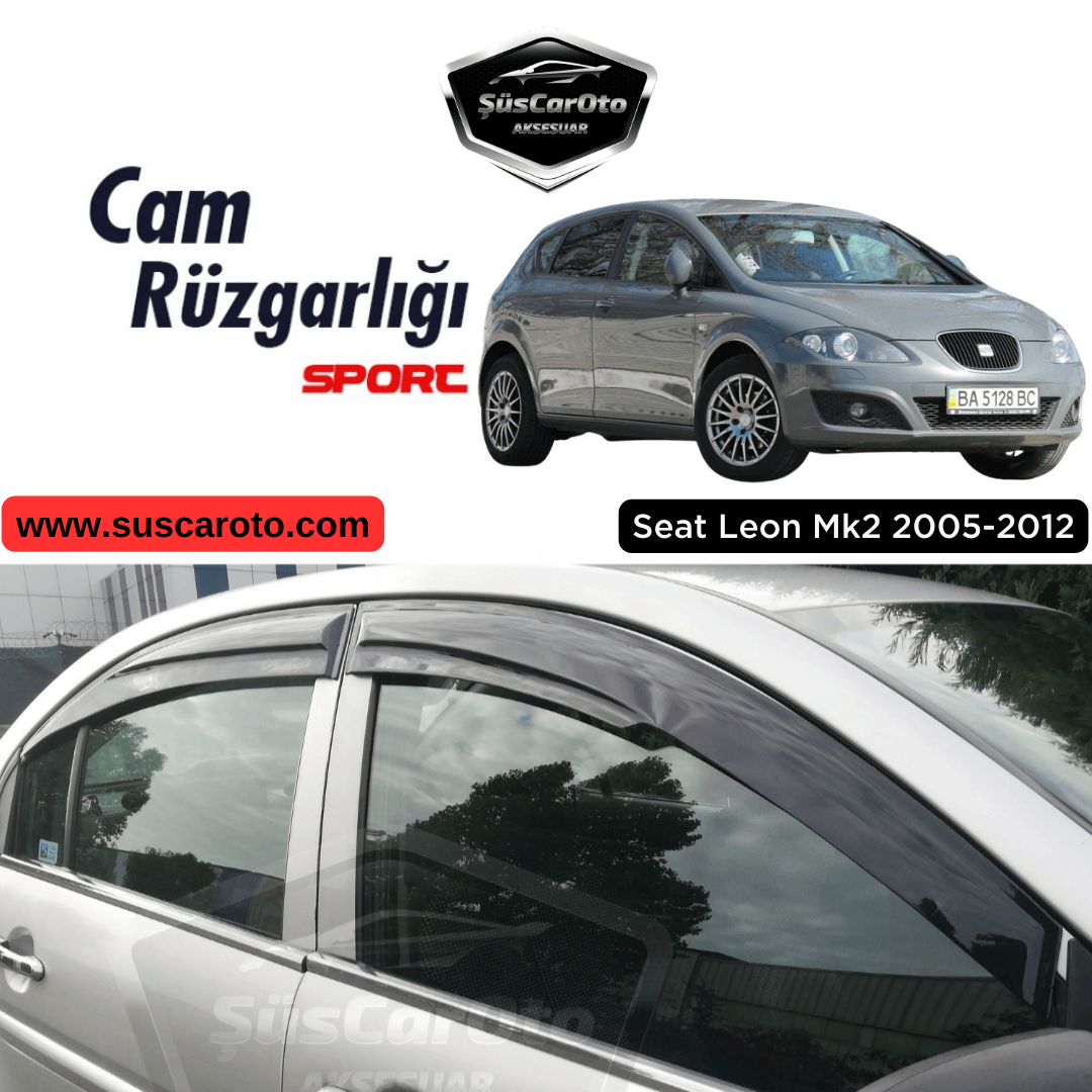 Juego de deflectores de viento Mugen para ventanillas de Seat León Mk2 2005-2012, 4 piezas, negro piano, importado, brillante