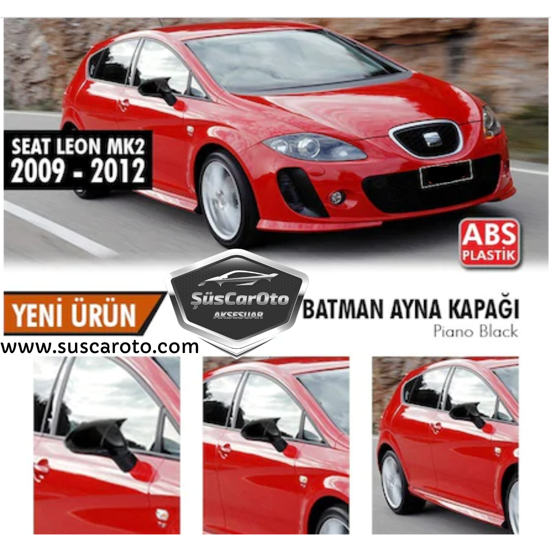 Cubierta de espejo Batman Murciélago Seat Leon MK2.5 2009-2012 Negro Piano Plástico ABS