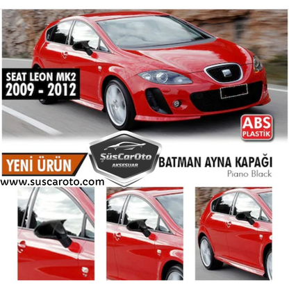 Cubierta de espejo Batman Murciélago Seat Leon MK2.5 2009-2012 Negro Piano Plástico ABS