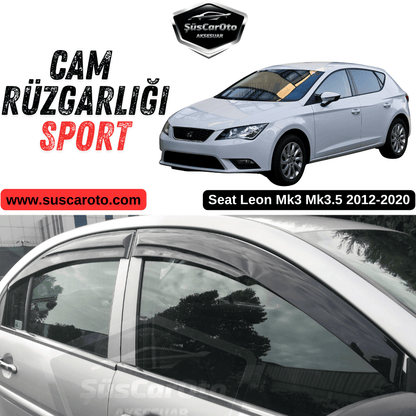 Set de deflectores de viento Mugen para Seat León Mk3 Mk3.5 2012-2020, negro piano, 4 piezas, brillante, importado