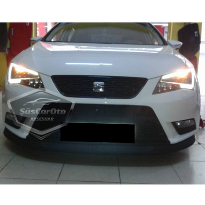 Seat Leon MK3 MK3.5 2012-2020 Compatible Lip Universal Astra H Flexible Labio Delantero 2 Piezas Bajo Parachoques Spoiler Alerón Delantero
