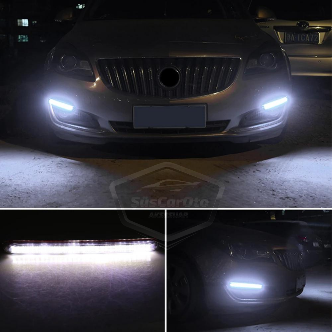 Luz de circulación diurna flexible para coche con señal de saludo, lámpara LED DRL de luz fuerte, con animación de apertura, 12 V, impermeable, amarilla y blanca, 2 unidades de 27,5 cm ONG125