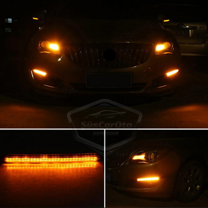 Luz diurna de coche con señal de bienvenida, luz de día flexible DRL LED, lámpara LED de luz potente con animación de inicio 12V, resistente al agua, amarillo y blanco, 2 unidades de 34,5 cm ONG126