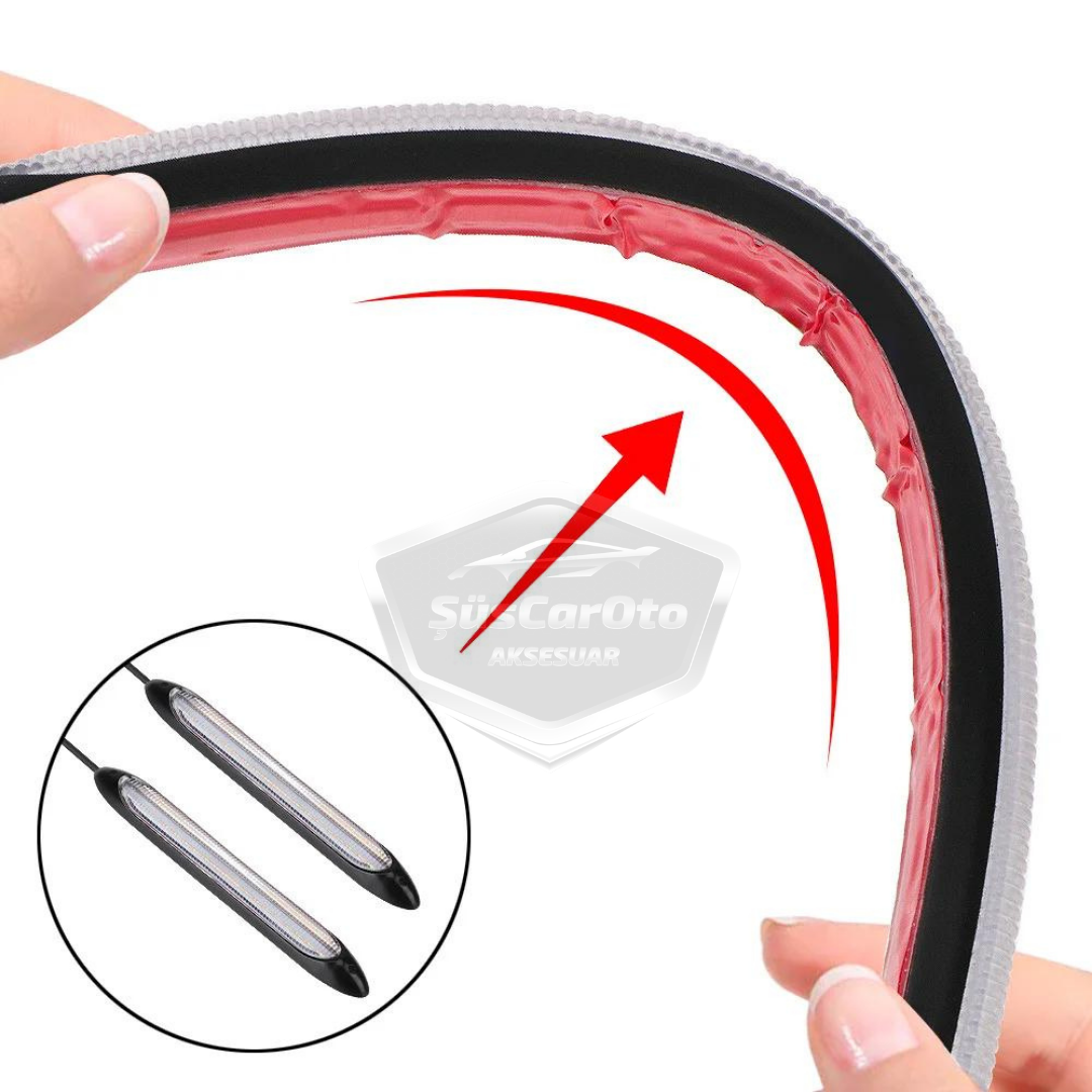 Luz de día con señal de giro secuencial flexible para coche, DRL LED, potente, luz de bienvenida con animación de inicio, 12 V, impermeable, amarillo y blanco, 2 unidades, 23,5 cm, ONG124