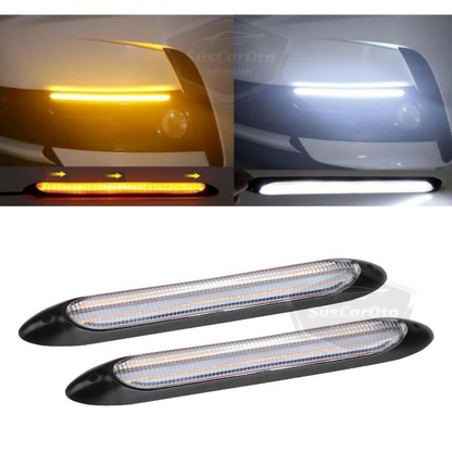 Luz diurna de coche con señal de bienvenida, luz de día flexible DRL LED, lámpara LED de luz potente con animación de inicio 12V, resistente al agua, amarillo y blanco, 2 unidades de 34,5 cm ONG126