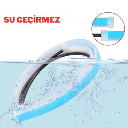 Kayar Sinyalli Far Üstü LED Gündüz Farı - Su Geçirmez Esnek Şerit LED Takımı 2 Adet / Sağ-Sol Takım