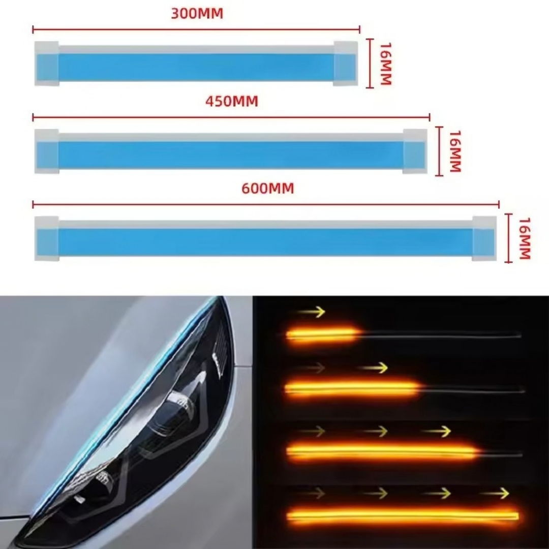 Kayar Sinyalli Far Üstü LED Gündüz Farı - Su Geçirmez Esnek Şerit LED Takımı 2 Adet / Sağ-Sol Takım