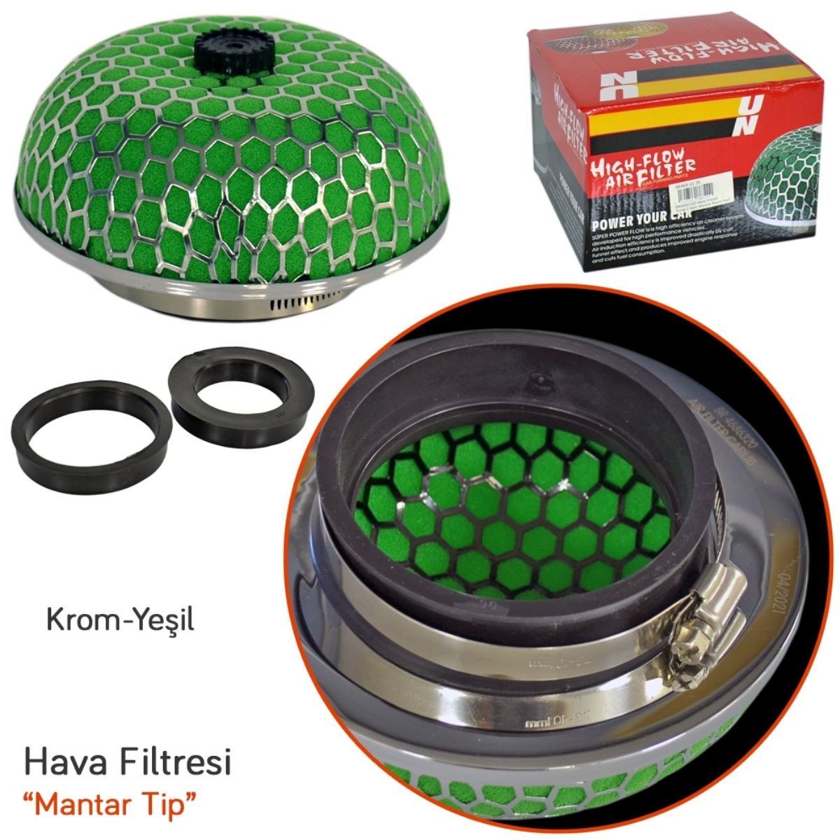 Filtro de aire universal de sonido y rendimiento mejorado +6 HP con adaptador
