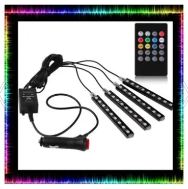 Iluminación RGB para pies con LED sensibles al sonido y control remoto, 8 colores, 12V