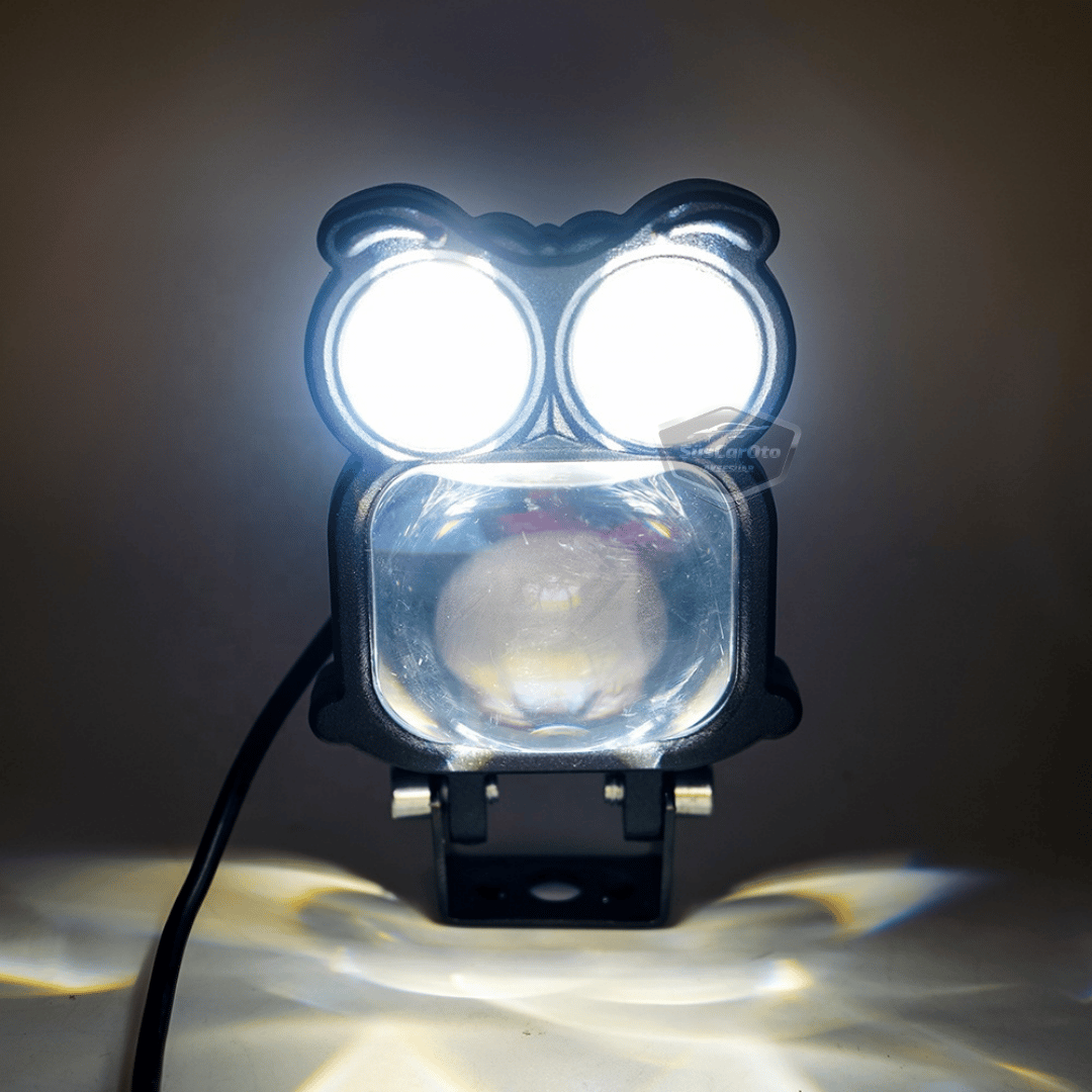 Şeytan Gözlü Baykuş Sis Farı Çakarlı Çift Renk Sarı-Beyaz 9-80V Araç Motosiklet Off Road Led Lamba Delici Yayıcı Projektör 50W Metal Arazi Çalışma Lambası 1 Adet