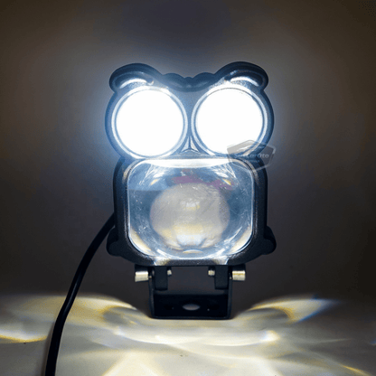 Şeytan Gözlü Baykuş Sis Farı Çakarlı Çift Renk Sarı-Beyaz 9-80V Araç Motosiklet Off Road Led Lamba Delici Yayıcı Projektör 50W Metal Arazi Çalışma Lambası 1 Adet