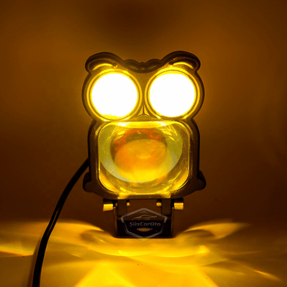 Şeytan Gözlü Baykuş Sis Farı Çakarlı Çift Renk Sarı-Beyaz 9-80V Araç Motosiklet Off Road Led Lamba Delici Yayıcı Projektör 50W Metal Arazi Çalışma Lambası 1 Adet