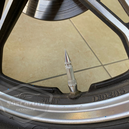 Tapa de válvula puntiaguda, tapa de válvula de bala, para coche, motocicleta, bicicleta, juego de 4 unidades, metal cromado plateado