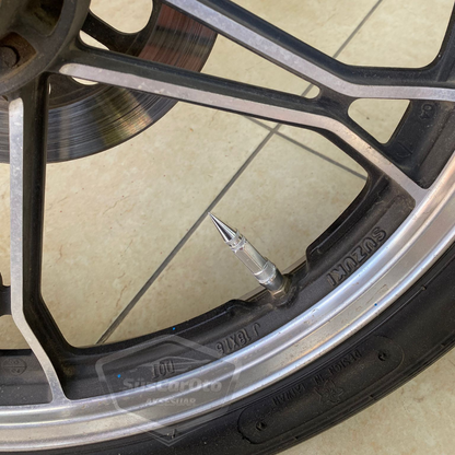 Tapa de válvula puntiaguda, tapa de válvula de bala, para coche, motocicleta, bicicleta, juego de 4 unidades, metal cromado plateado