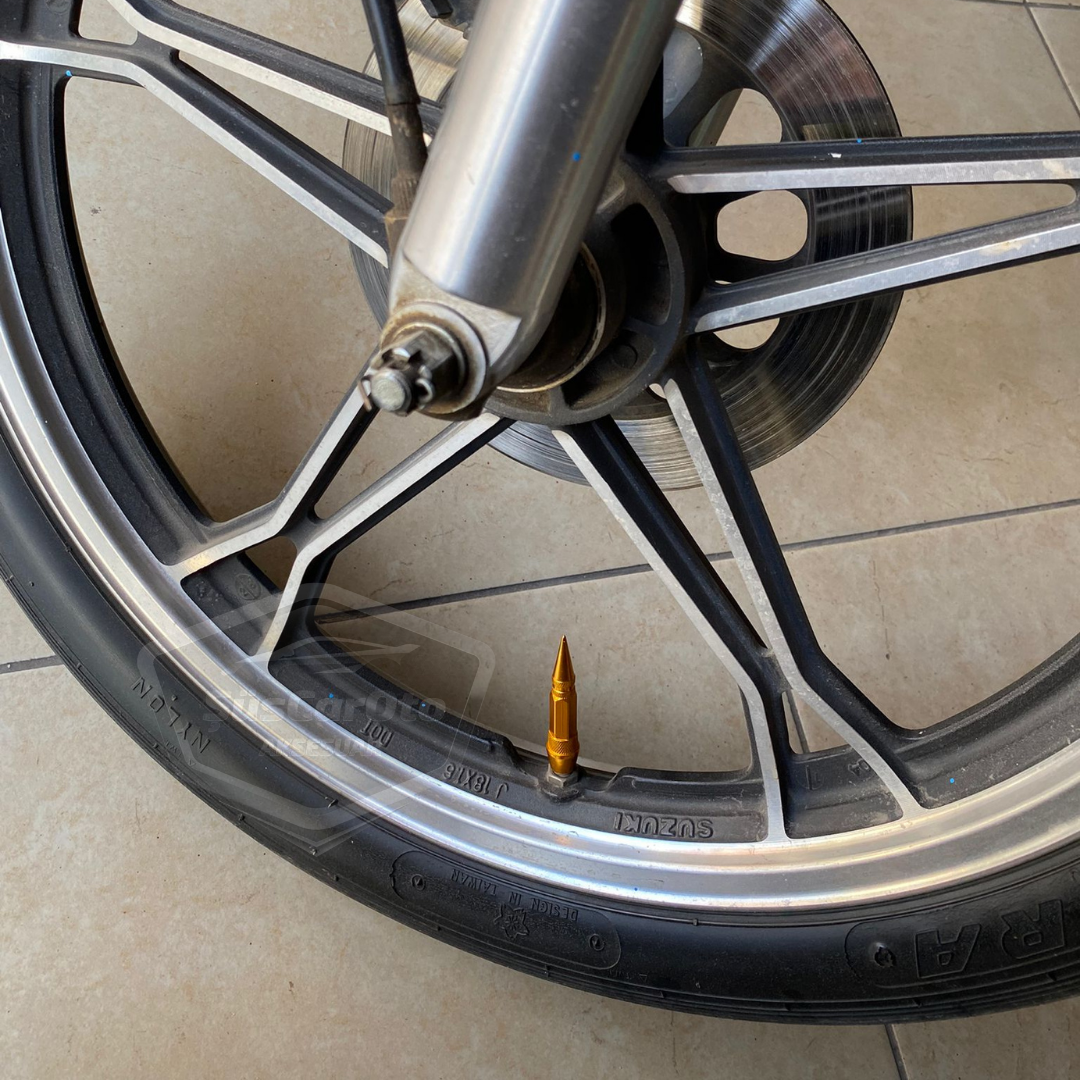 Tapa de Válvula Puntiaguda, Tapa de Válvula Tipo Bala, para Coche, Motocicleta, Bicicleta, Set de 4, Color Oro Amarillo