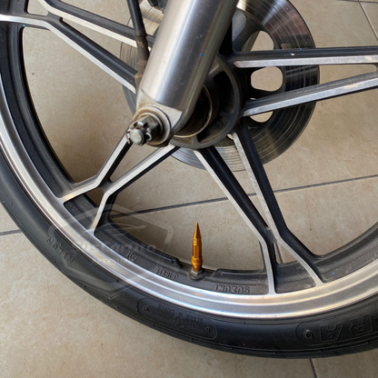 Tapa de Válvula Puntiaguda, Tapa de Válvula Tipo Bala, para Coche, Motocicleta, Bicicleta, Set de 4, Color Oro Amarillo
