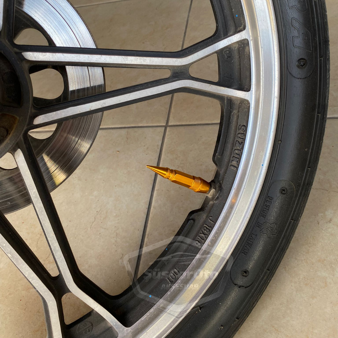 Tapa de Válvula Puntiaguda, Tapa de Válvula Tipo Bala, para Coche, Motocicleta, Bicicleta, Set de 4, Color Oro Amarillo