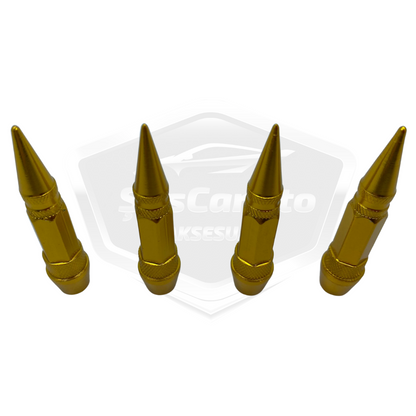 Tapa de Válvula Puntiaguda, Tapa de Válvula Tipo Bala, para Coche, Motocicleta, Bicicleta, Set de 4, Color Oro Amarillo
